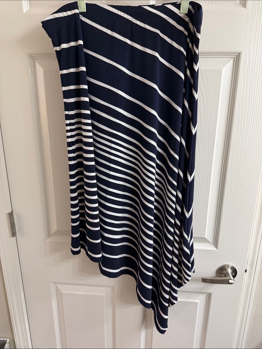 Chico's Navy and White Asymmetrical Stripe Skirt Chico size 2. US size 12